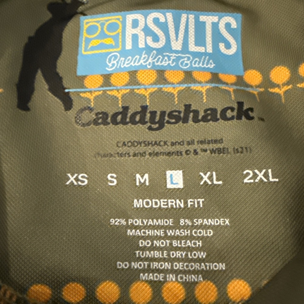 RSVLTS Polo Shirt L Green Golf Caddyshack Breakfast Balls - Picture 5 of 8
